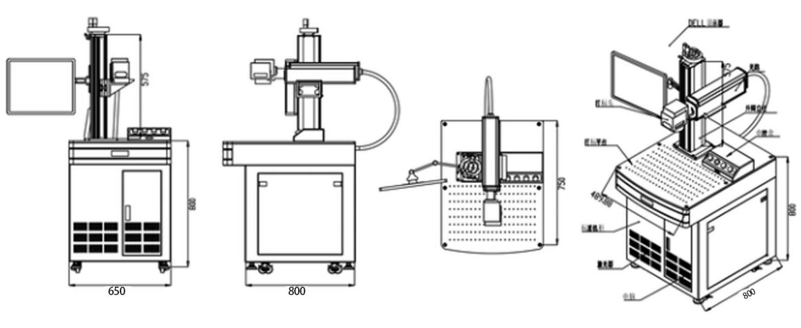 光纤激光标记机外形尺寸图